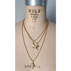 Vintage 14 Karat Gold Filled Egyptian Queen Nefertiti Charm Necklace W/ Chain
